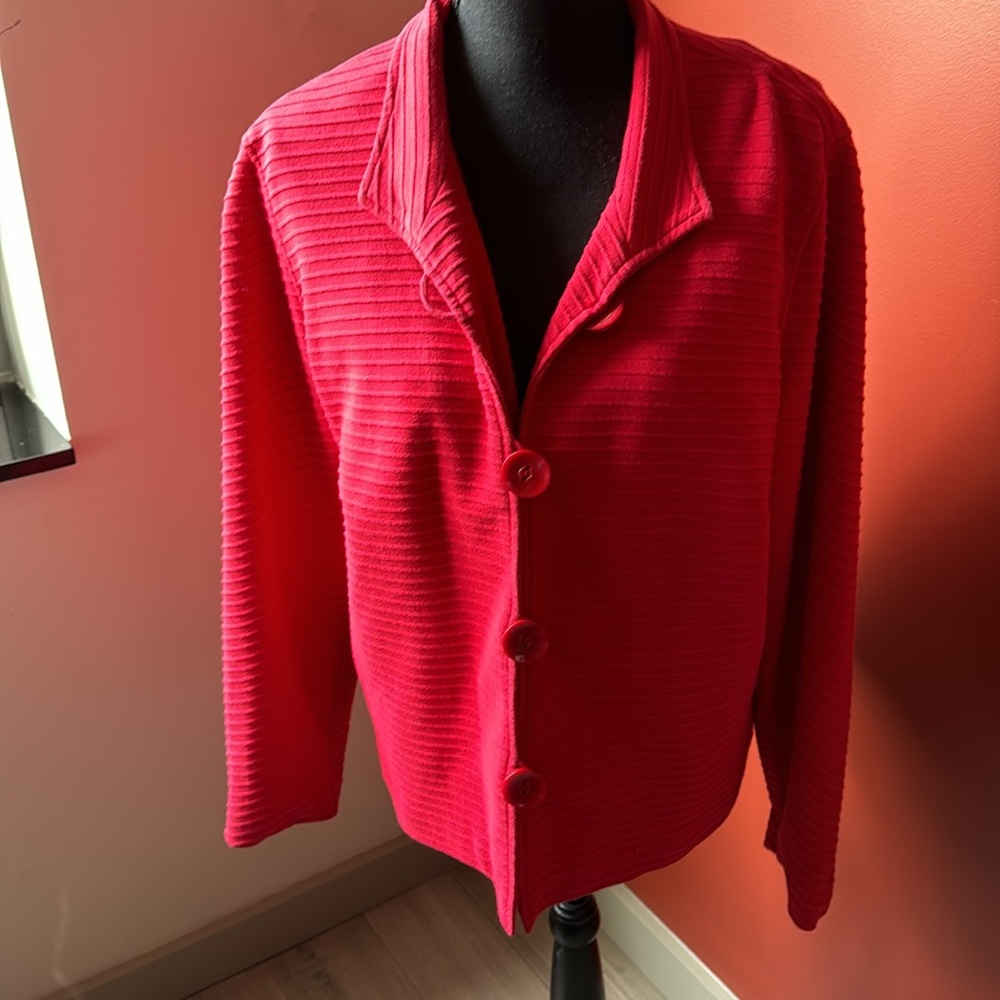Ribbed 4 button red blazer